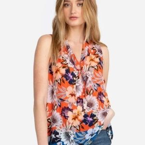 Jade Johnny Was Ileana Floral Sleeveless Silk Top